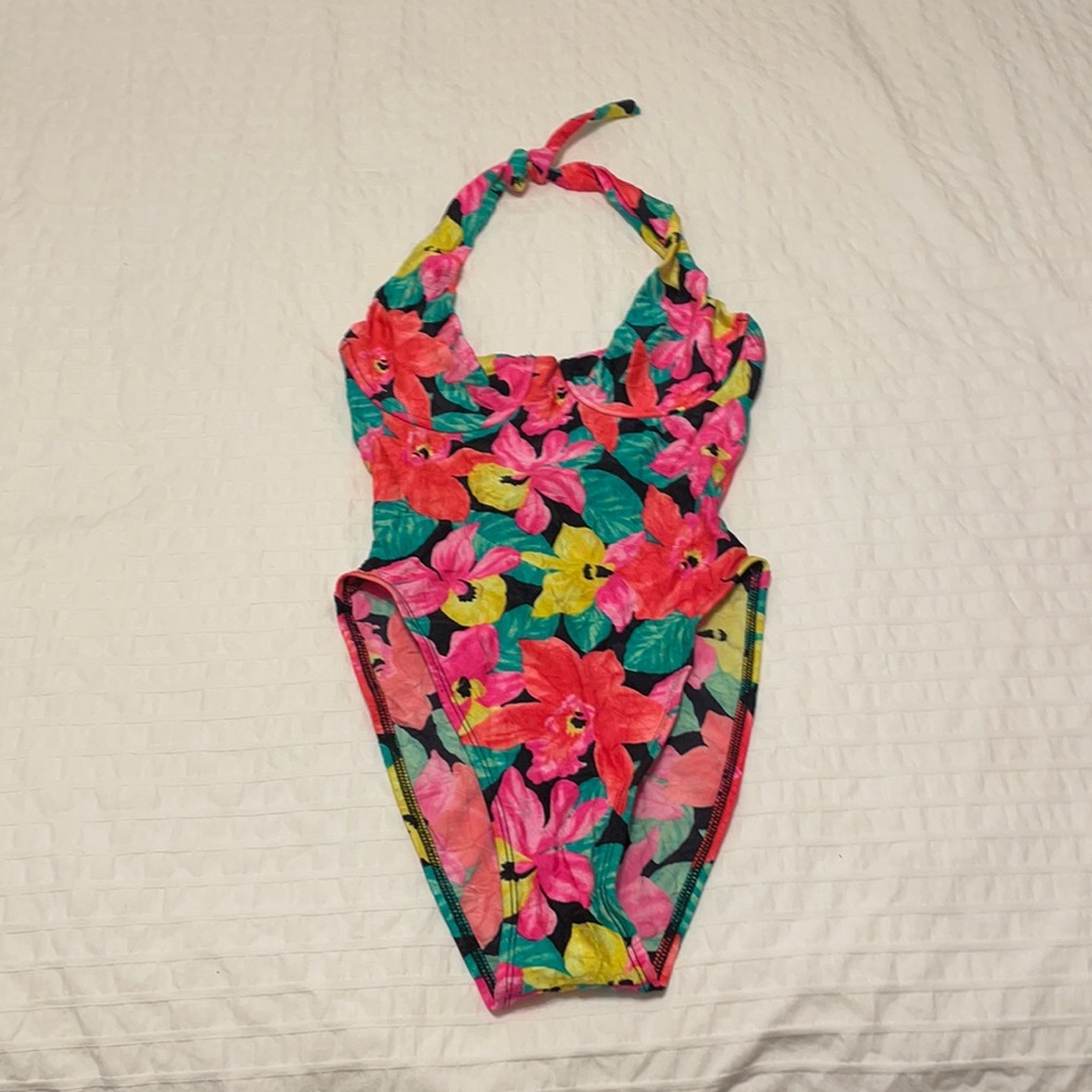 Vintage floral one piece bikini